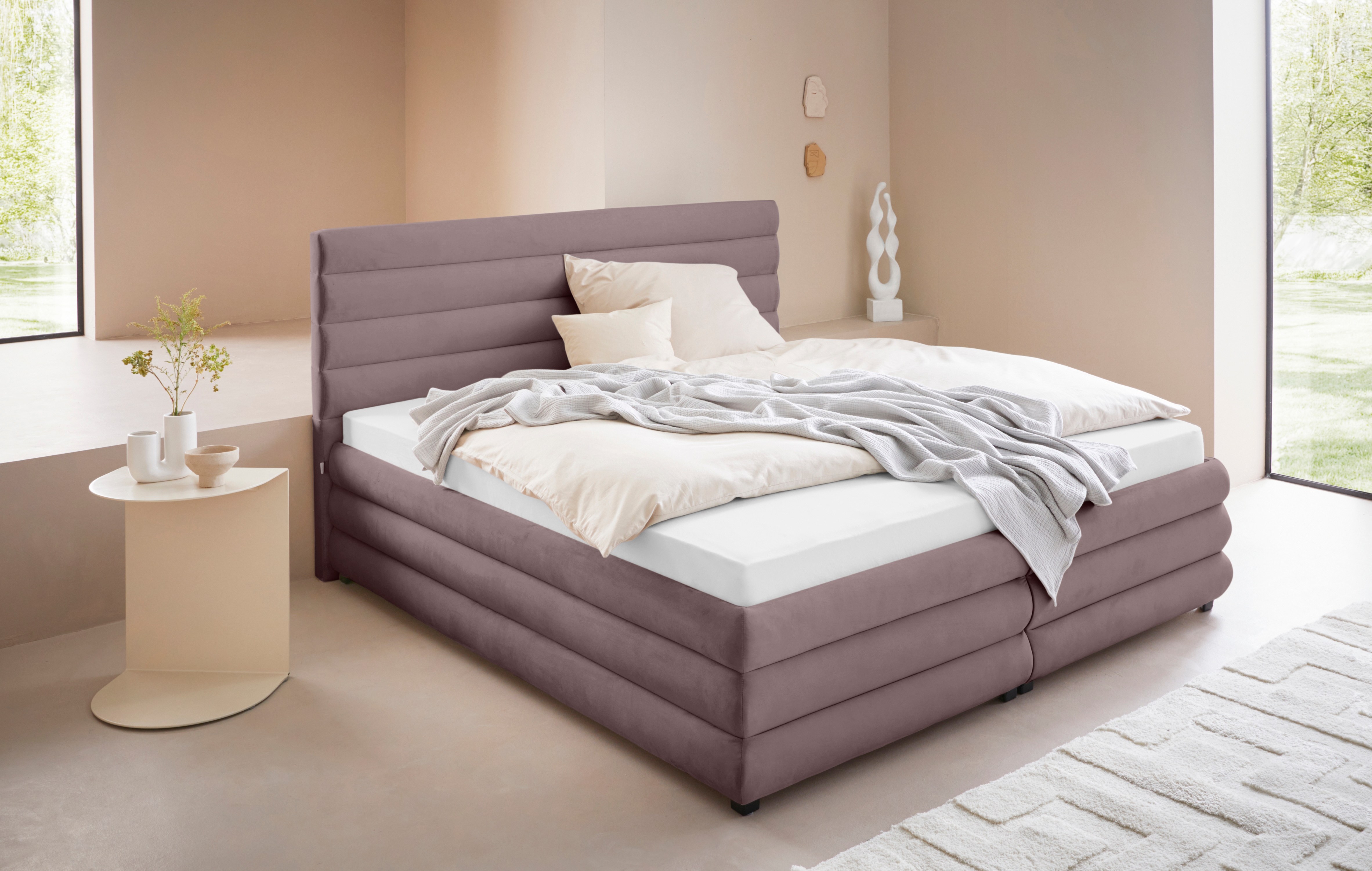 Polsterbett "Maylis", rosa (rosé), B:192cm L:211cm, 100% Polyester, LEGER HOME BY LENA GERCKE, Betten, Polsterbett ohne Bettkasten Polsterbett, wahlweise mit und ohne Matratze und Lattenrost, auch in 200cm Breite Image