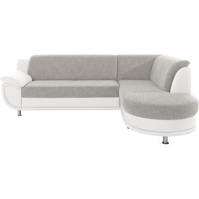 Ecksofa TRENDMANUFAKTUR "Rondo 3, zeitlos und bequem, Materialmix, breite Armlehnen, L-Form", weiß (weiß, cappuccino), B:265cm H:85cm T:190cm, Kunstleder SOFTLUX / Struktur (77% Polyester; 23% Polyacryl), Luxus-Microfaser ALCAZAR (100% Polyester) /... Image