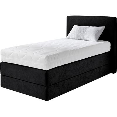 Boxspringbett, schwarz, B:115cm L:205cm, Microvelours (100% Polyester), WESTFALIA SCHLAFKOMFORT, Komplettbetten, Boxspringbett, wahlweise mit Kaltschaum-Topper Image