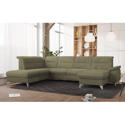 Wohnlandschaft SIT & MORE "Astoria U-Form", grün, B:327cm H:91cm T:225cm, 100% Polyester, Sofas, wahlweise mit motorischer Relaxfunktion Image