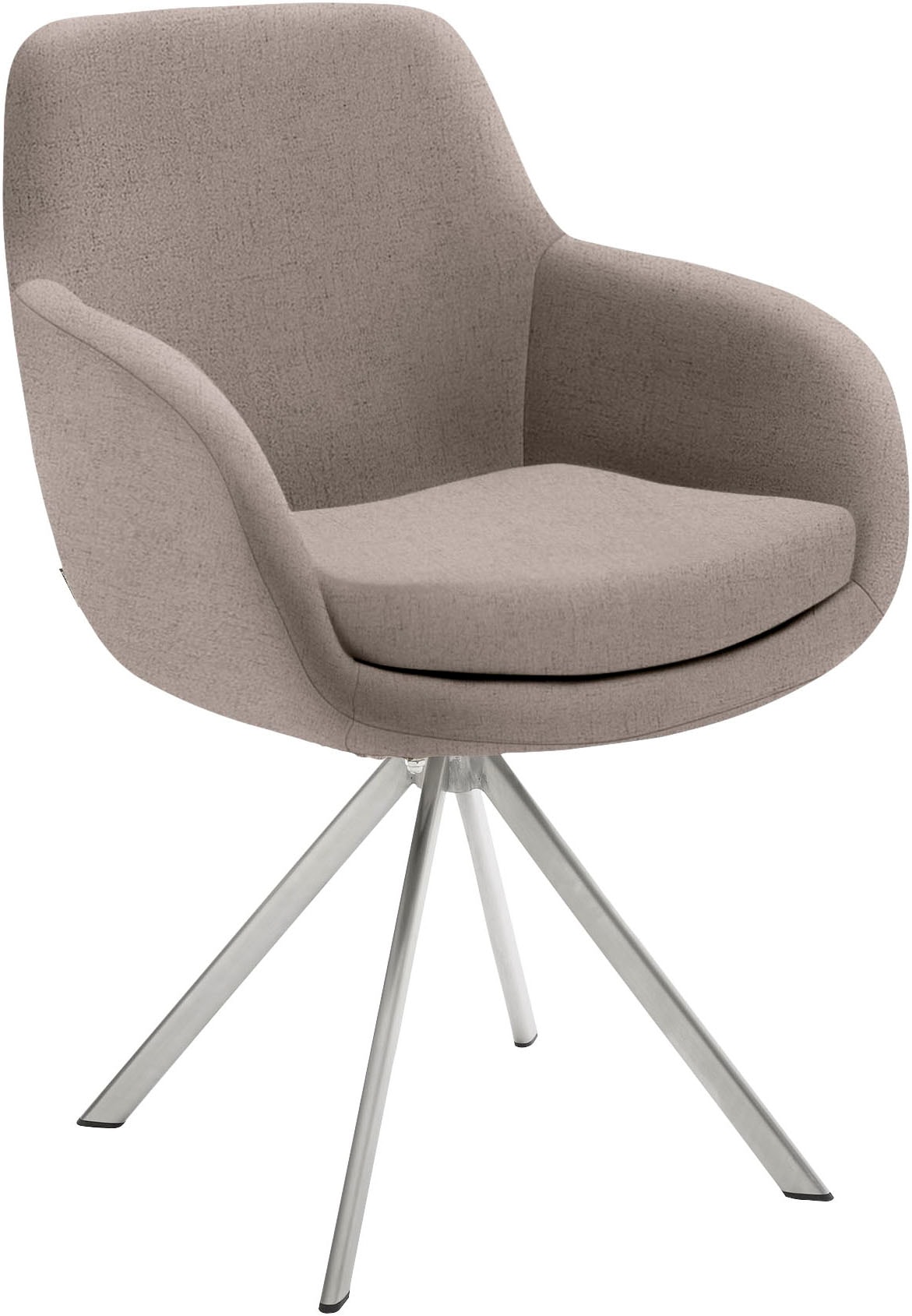 Esszimmerstuhl MUSTERRING "Tavia", blau (taupe, edelstahl gebürstet), B:62cm H:86cm T:66cm, Stühle, Esszimmerstuhl, Stativgestell Edelstahl, wahlweise mit Drehfunktion, diverse Farben