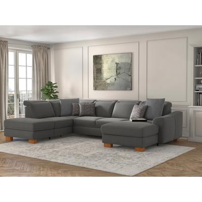 Wohnlandschaft SIT & MORE "Dundee U-Form", grau, B:338cm H:86cm T:219cm, Sofas, mit Federkern und Massivholzfüßen, wahlweise mit Kopfteilverstellung Image