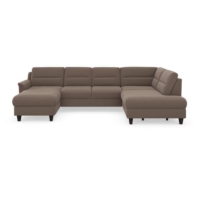 Wohnlandschaft SIT & MORE "Farö U-Form", grau (taupe), B:325cm H:90cm T:187cm, Sofas, inklusive Federkern, wahlweise mit Bettfunktion und Bettkasten Image
