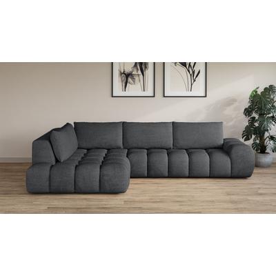 Ecksofa INOSIGN "AZITA Designsofa, elegant und bequem L-Form, Bubble-Optik", grau (anthrazit), B:352cm H:72cm T:210cm, 100% Polyester, Sofas, lose Rückenkissen, traumhafte Steppung, Maße B/T/H: 352/210/72 cm Image