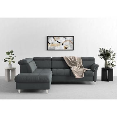 Ecksofa SIT & MORE "Marano L-Form", grau (dunkelgrau), B:252cm T:216cm, 100% Polyester, Sofas, inklusive Kopfteilverstellung, wahlweise mit Bettfunktion, Bettkasten Image