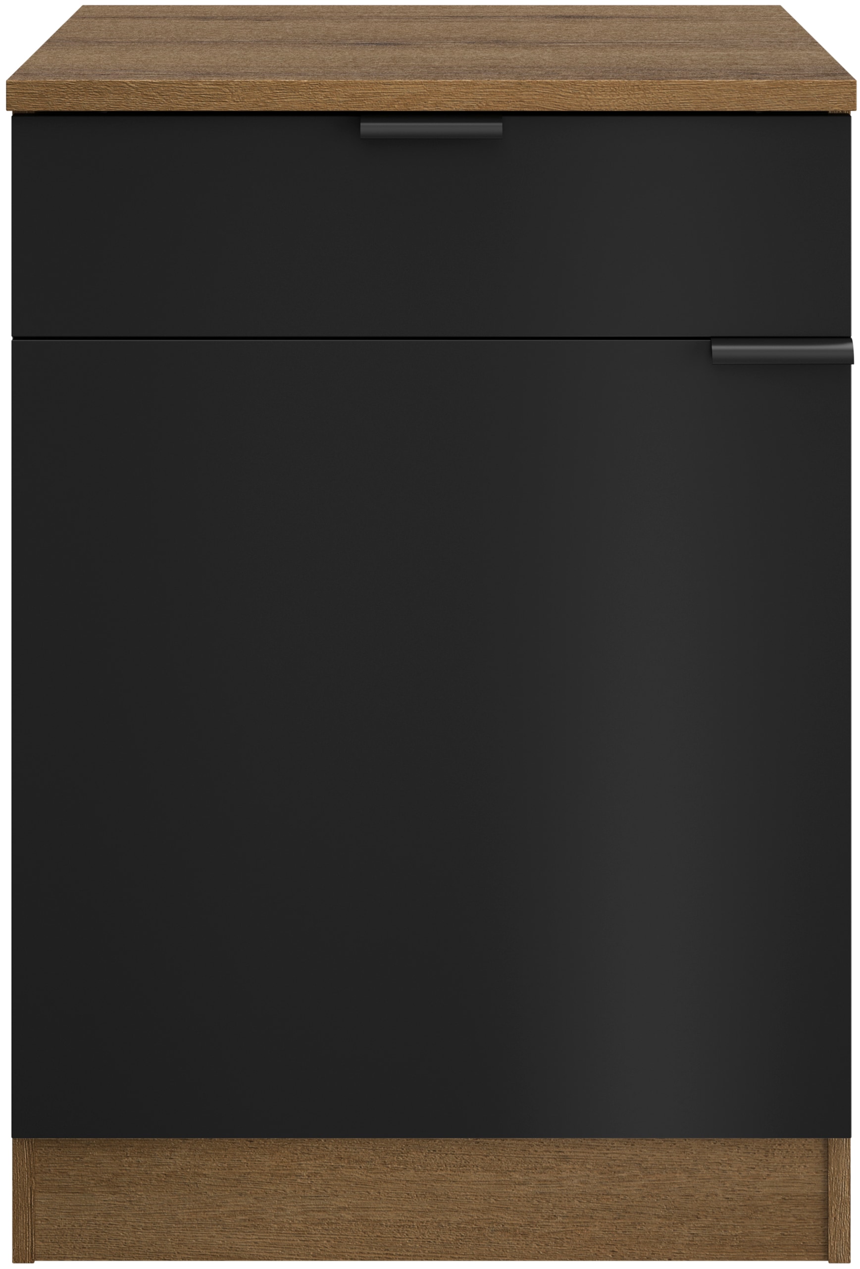 Unterschrank GAMI "Eden Küche Unterschrank B.60 1 Tür 1 Schublade", schwarz (eiche helvezia nachbildung, schwarz), B:60cm H:86cm T:60cm, Spanplatte, Schränke, Unterschrank mit 1Tür und 1 Schublade Breite 60 cm