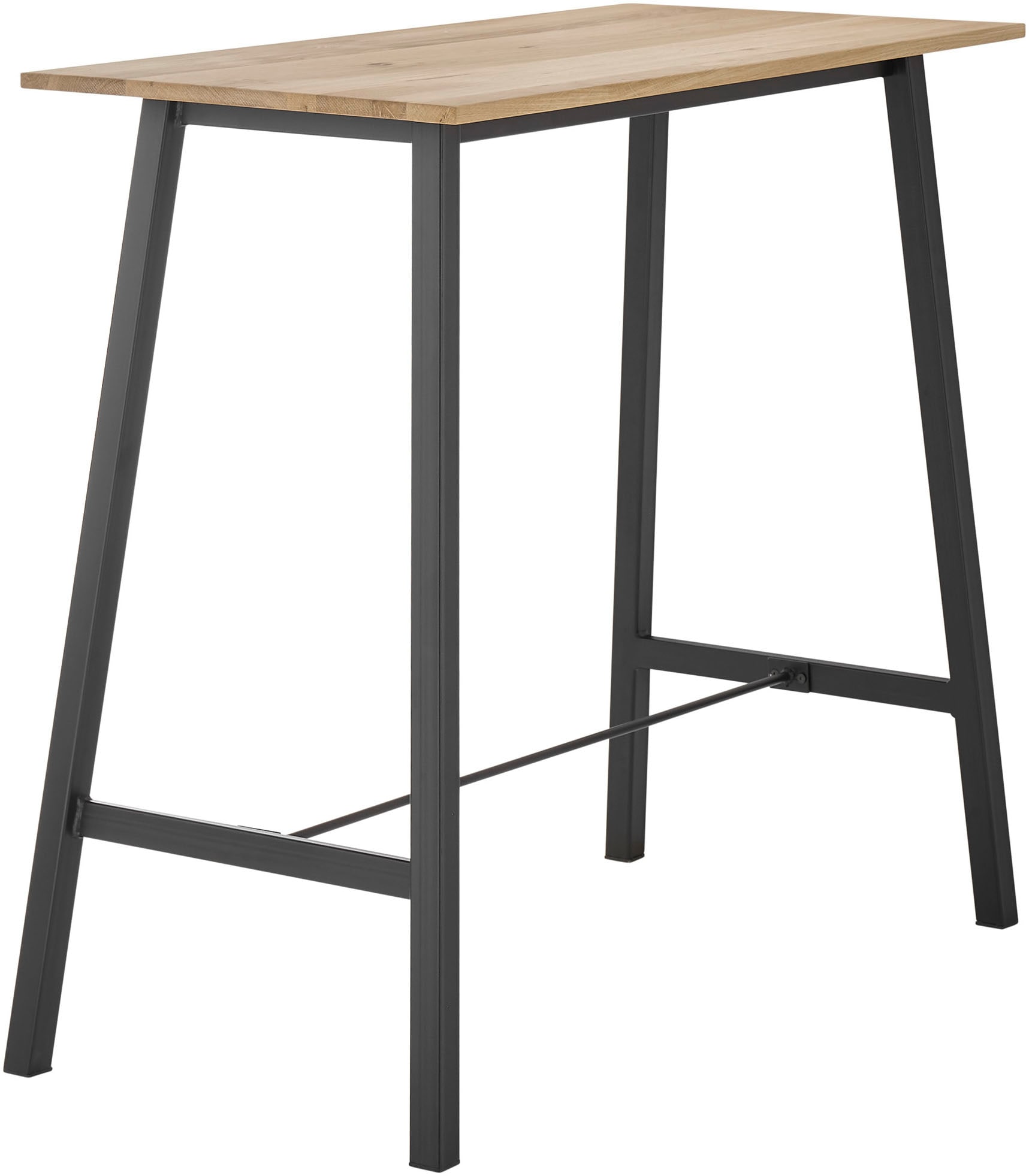 Bartisch STOLKOM "Kent Eiche Massivholz geölt, Hochtisch BxHxT 120x104x60 cm", braun (eiche, schwarz, eiche), H:104cm, Tische, Industrial Style Eiche Massivholz geölt durchgehende Lamelle