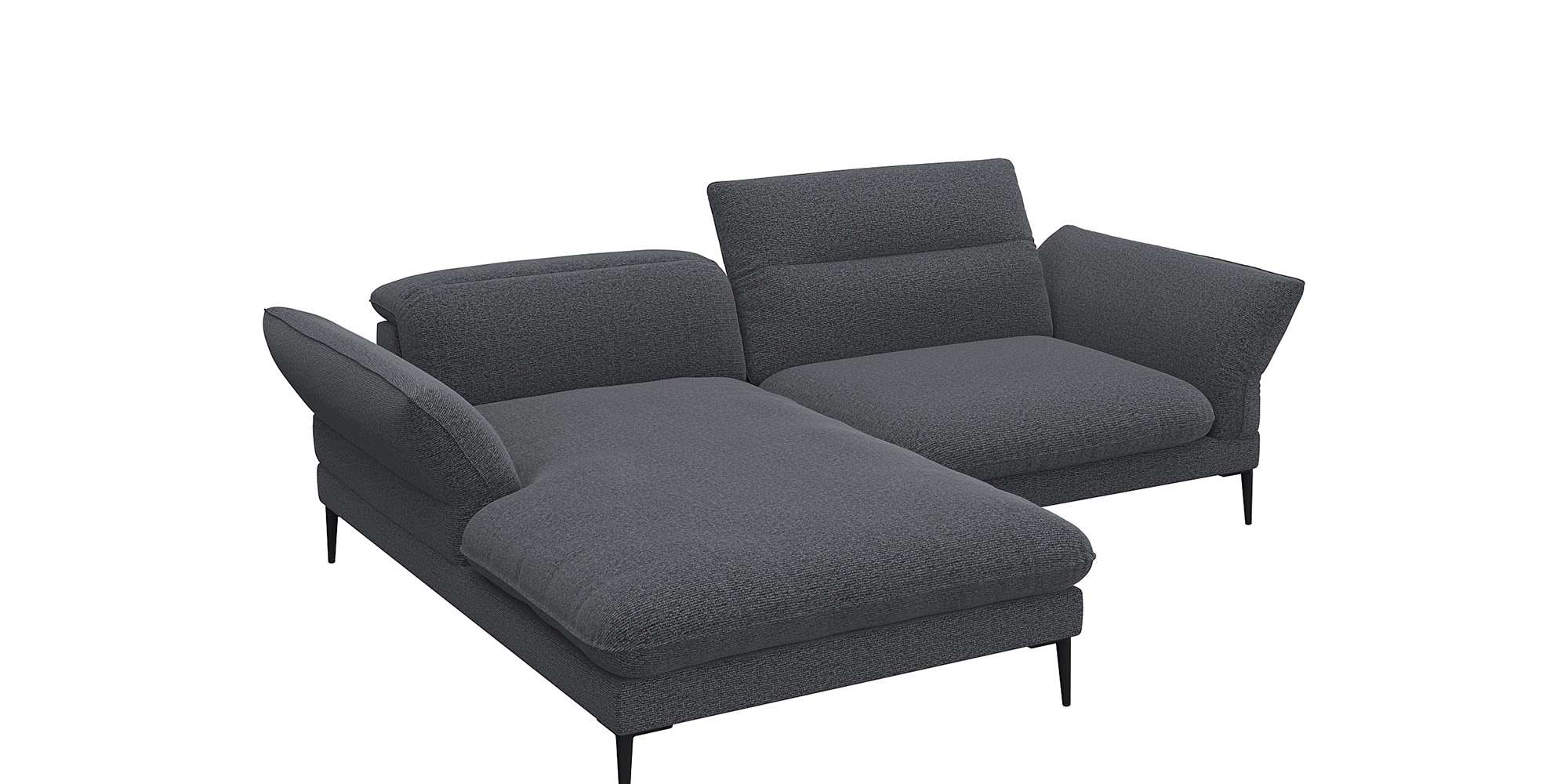 FLEXLUX "Salino, Funktionssofa mit Recamiere, Relaxsofa, Ecksofa" Sofa mit Arm- und Kopfteil-Verstellungen, Kaltschaum & Stahl-Wellen
