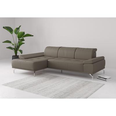 Ecksofa PLACES OF STYLE "Caluna", grau (delphine), B:280cm H:81cm T:174cm, Sofas, Inkl.Sitztiefenverstellung, wahlweise mit Kopf- und Armteilverstellung Image