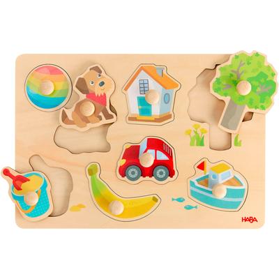 Steckpuzzle HABA "Erste Wörter", bunt, Puzzles, KinderB:21cm H:2,2cm T:30cm, Holz, B:21cm H:2,2cm T:30cm