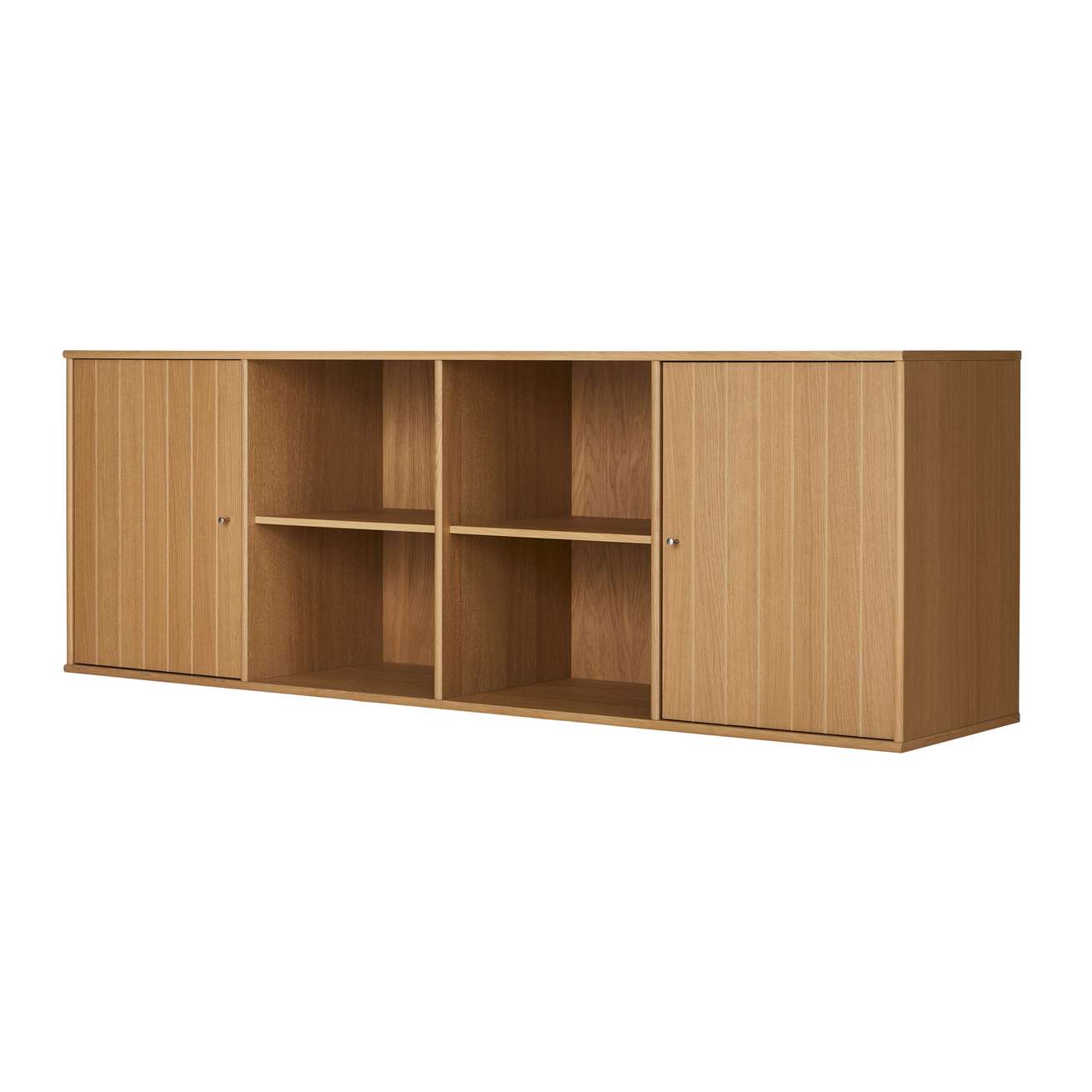 Sideboard HAMMEL FURNITURE "Mistral, Hochwertig Schrank, hängend/stehend, mit 2 gerillten Türen", braun (eiche, lack, öl), B:176cm H:61cm T:42cm, Massivholz, Spanplatte, Sideboards, und 4 verstellbare Einlegeböden, B: 176 cm, anpassungsbar Designmöbel Image