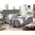 Boxspringbett "Anni", grau (dunkelgrau), B:200cm L:213cm, Bezug: Strukturstoff (100% Polyester), Bezug Matratzenspiegel: Jersey (100% Polyester), Bezug Topperspiegel: Jersey (100% Polyester), ATLANTIC HOME COLLECTION, Komplettbetten, Boxspringbett,...