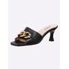 Pantolette HEINE, Damen, Gr. 40, schwarz, Leder, Glattleder, feminin, Schuhe