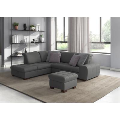 Ecksofa SIT & MORE "Luxor L-Form", grau (steel), B:259cm H:82cm T:224cm, Luxus-Microfaser ALTARA NUBUCK (100% Polyester), Soft clean (98% Polyester, 2% Polyamid), Struktur fein (100% Polyester), Sofas, wahlweise mit Bettfunktion, Stauraum und... Image