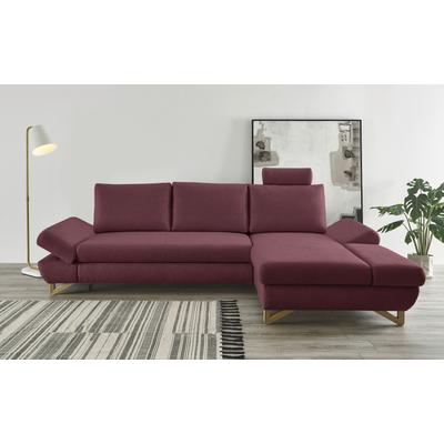 Ecksofa INOSIGN "City/Giron, L-Form", rot (bordeaux), B:284cm H:104cm T:166cm, 100% PES, Atmungsaktives Gewebe, Easy Clean , Gramatur 340g/ qm +/- 5%, Sofas, verstellbare Armlehnen mit Rasterfunktion Image