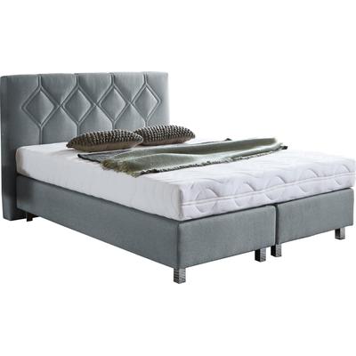 Boxspringbett "Phönix", grau, B:155cm L:210cm, Bezug Bett: Microvelours (100% Polyester) oder Feinstruktur (100% Polyester), Bezug Bonnell-Federkernmatratze: 100% Polyester, Bezug Kaltschaummatratze: 100% Polyester, Bezug... Image