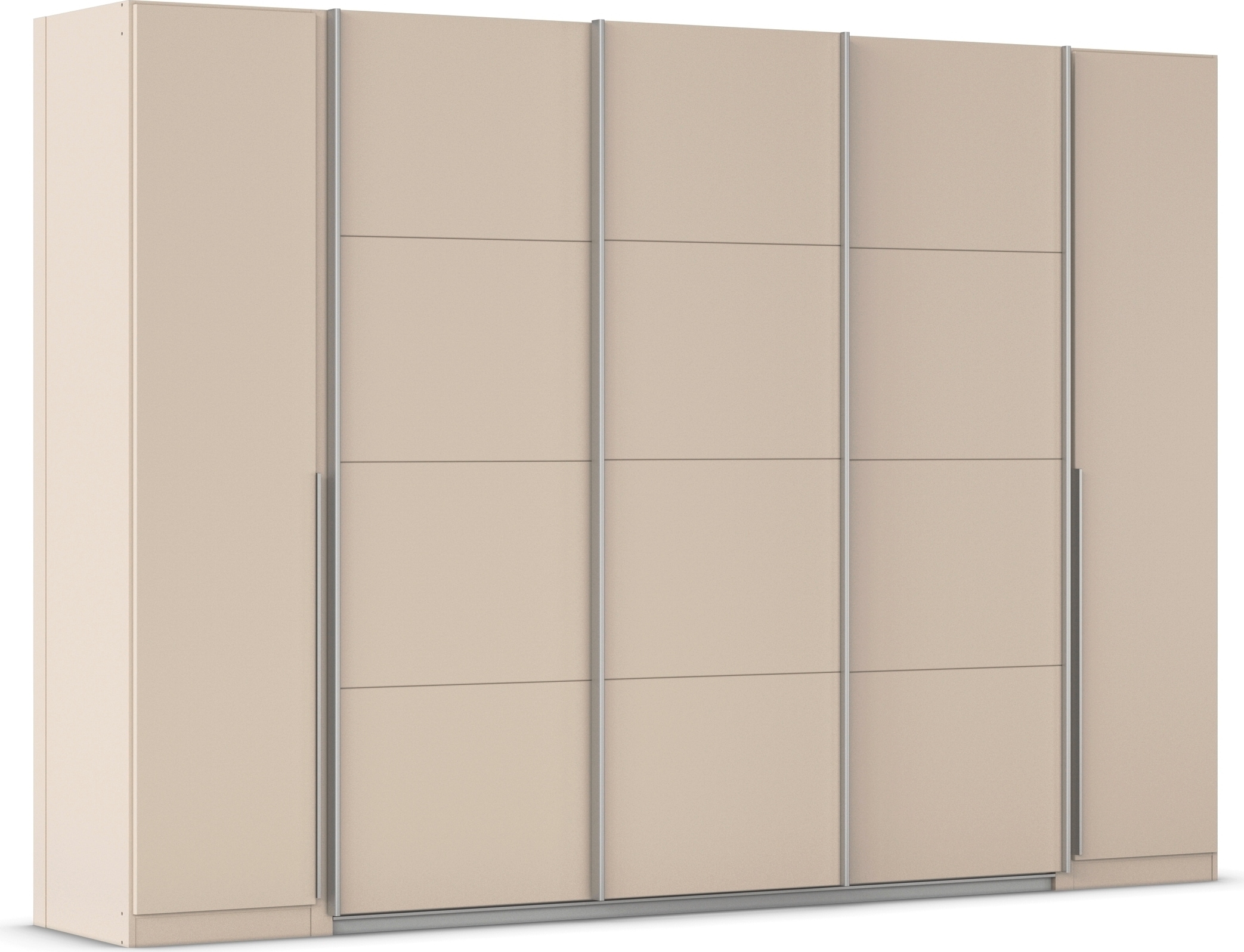 Schwebetürenschrank RAUCH "Dreh-/Schwebetürenschrank Kleiderschrank Familie, OTTOs Choice Agordo", beige (beige (champagner)), B:301cm H:210cm T:62cm, Holzwerkstoff, Schränke, Schwebetürenschrank, durchdachte Innenausstattung, in zwei Griff-Farben...