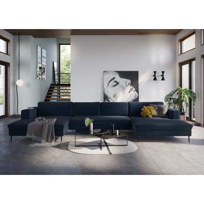 Wohnlandschaft DOMO COLLECTION "Modica U-Form", blau, B:438cm H:83cm T:173cm, Sofas, XXL, in moderner Optik mit, 2 großzügigen Recamieren, auch in Cord Image