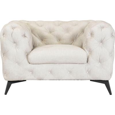 Chesterfield-Sessel LEONIQUE "Glynis Sessel", beige, B:125cm H:75cm T:97cm, Struktur (100% Polyester), Samtoptik (100% Polyester), Sessel, aufwändige Knopfheftung, moderne Chesterfield Optik, Fußfarbe wählbar Image