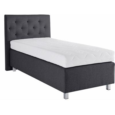 Boxspringbett, grau (anthrazit), B:114cm L:210cm, Bezug Unterbox und Kopfteil: Strukturstoff (77% Polyester und 23% Viskose), Bezug Obermatratze 100% Polyester, WESTFALIA SCHLAFKOMFORT, Komplettbetten, Boxspringbett, in diversen Ausführungen Image