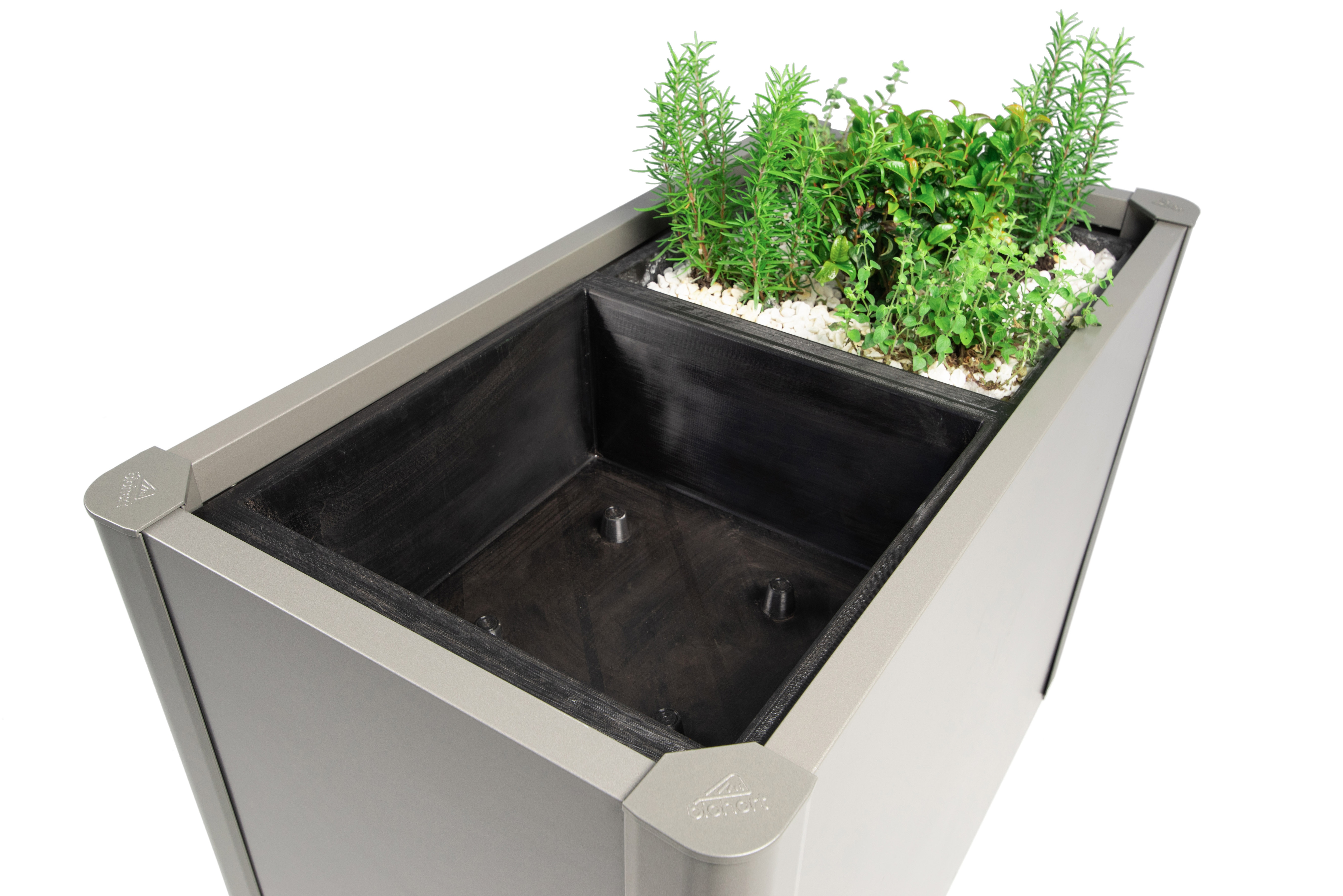 Pflanzeinsatz BIOHORT "PFLANZEINSATZ 4 Stk", grau (schwarz), B:50cm H:18cm T:50cm, Stahl, Pflanzgefäße, 50x50x18 cm Image