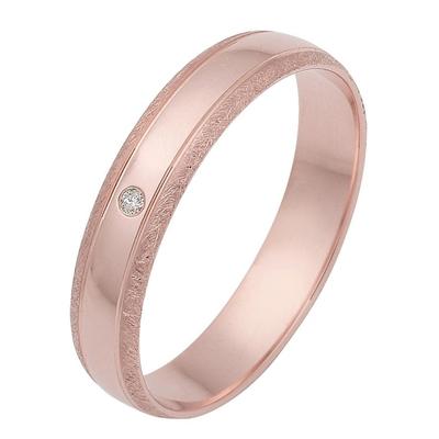 Trauring FIRETTI "Schmuck Geschenk Gold 375 Hochzeit Ehering Trauring "LIEBE" Gr. 18, rosa (roségoldfarben), Fingerringe, 18, 0,01 ct SI = kleine Einschlüsse mit Brillant, Roségold 375, 4mm, Rosu00e9gold 375, Made in Germany, wahlweise mit oder... Image