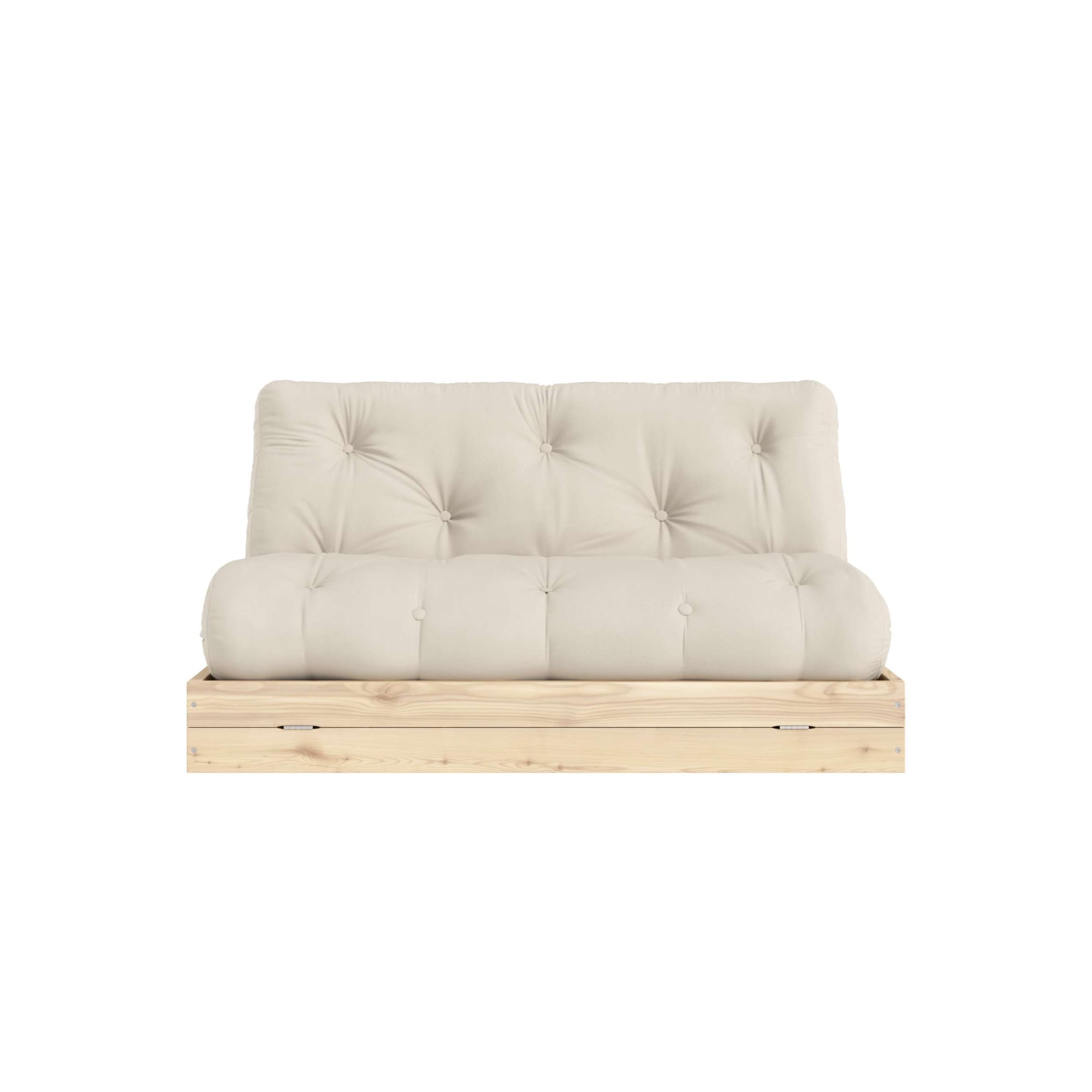 Schlafsofa KARUP DESIGN "Flip Sofabed, Made in Europe, mehrere Farben, vielseitig einsetzbar", beige, B:145cm H:83cm T:98,5cm, Bezug: 80% Baumwolle, 20% Polyester, Sofas, Schlafsofa, inkl. handgefertigte Futonmatratze, FSC-zertifiziertes Massivholz