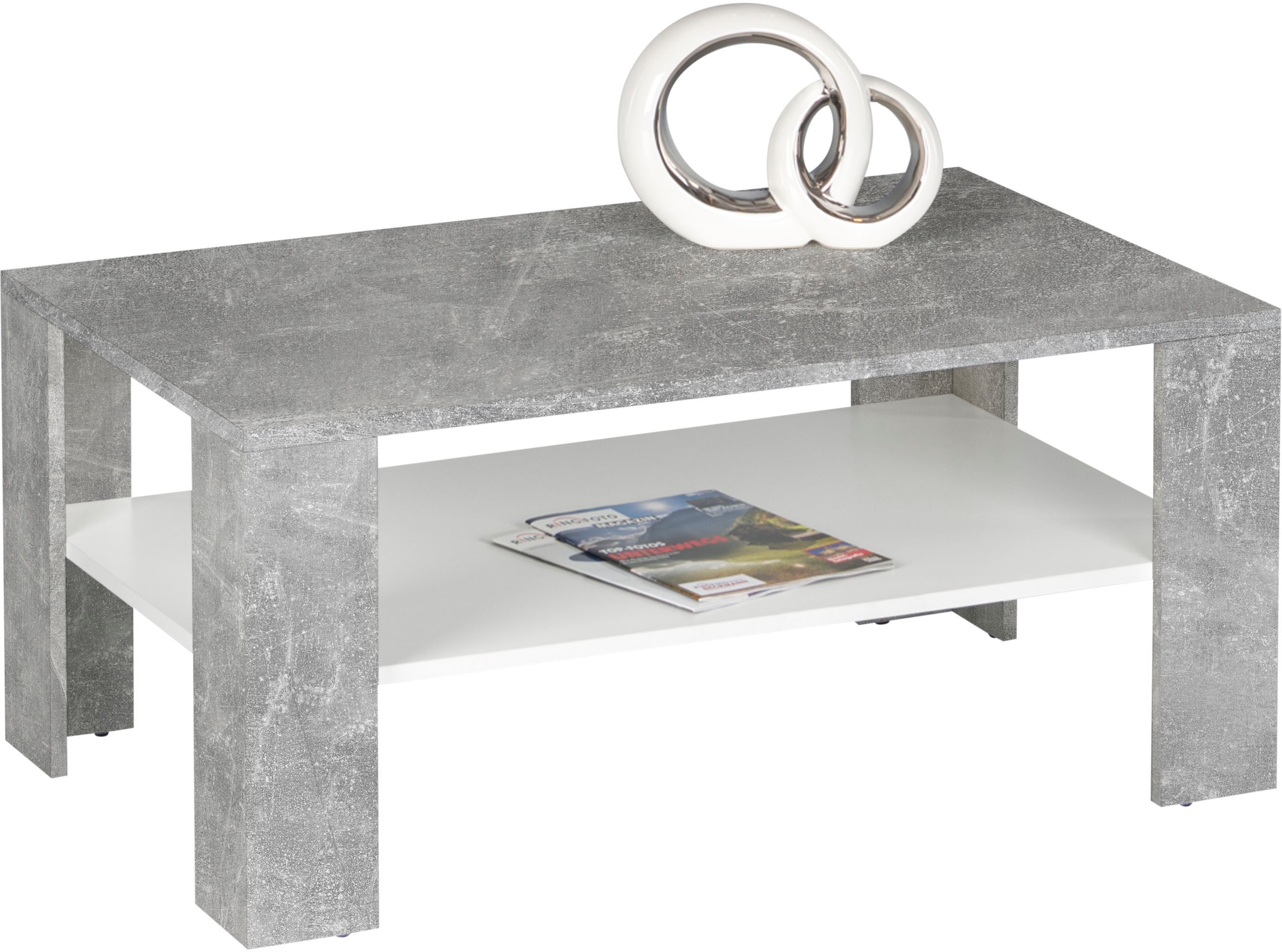 Couchtisch STOLKOM "Joker, TOPSELLER", grau (beton, weiß, beton, beton), H:44cm, Tische, Couchtisch Eckige Couchtische Holz-Couchtische, Klassischer Wohnzimmertisch-Beistelltisch