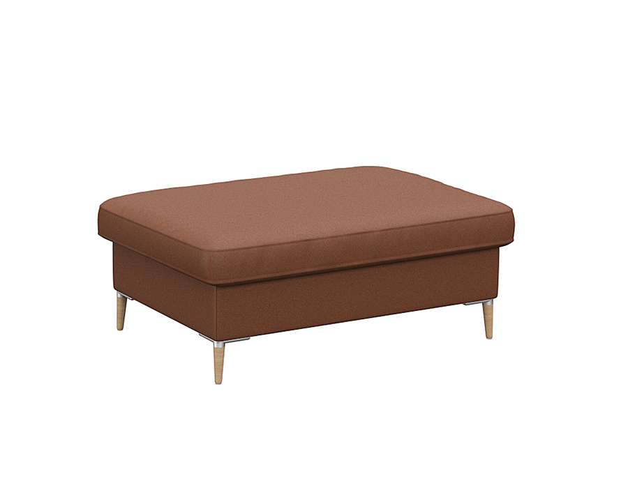 Pouf FLEXLUX "Fiore", braun (old chesnut), B:97cm H:34cm T:66cm, Aluminium, Holz teilmassiv, Poufs, Pouf, Kaltschaum, Füße Alu+ Eiche