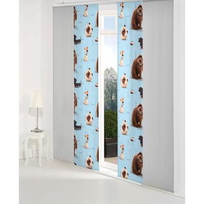 Schiebegardine WIRTH "Pets" Gr. 1, blau, B:60cm H:145cm, Satin, Polyester, Gardinen, Universal Pictures Image