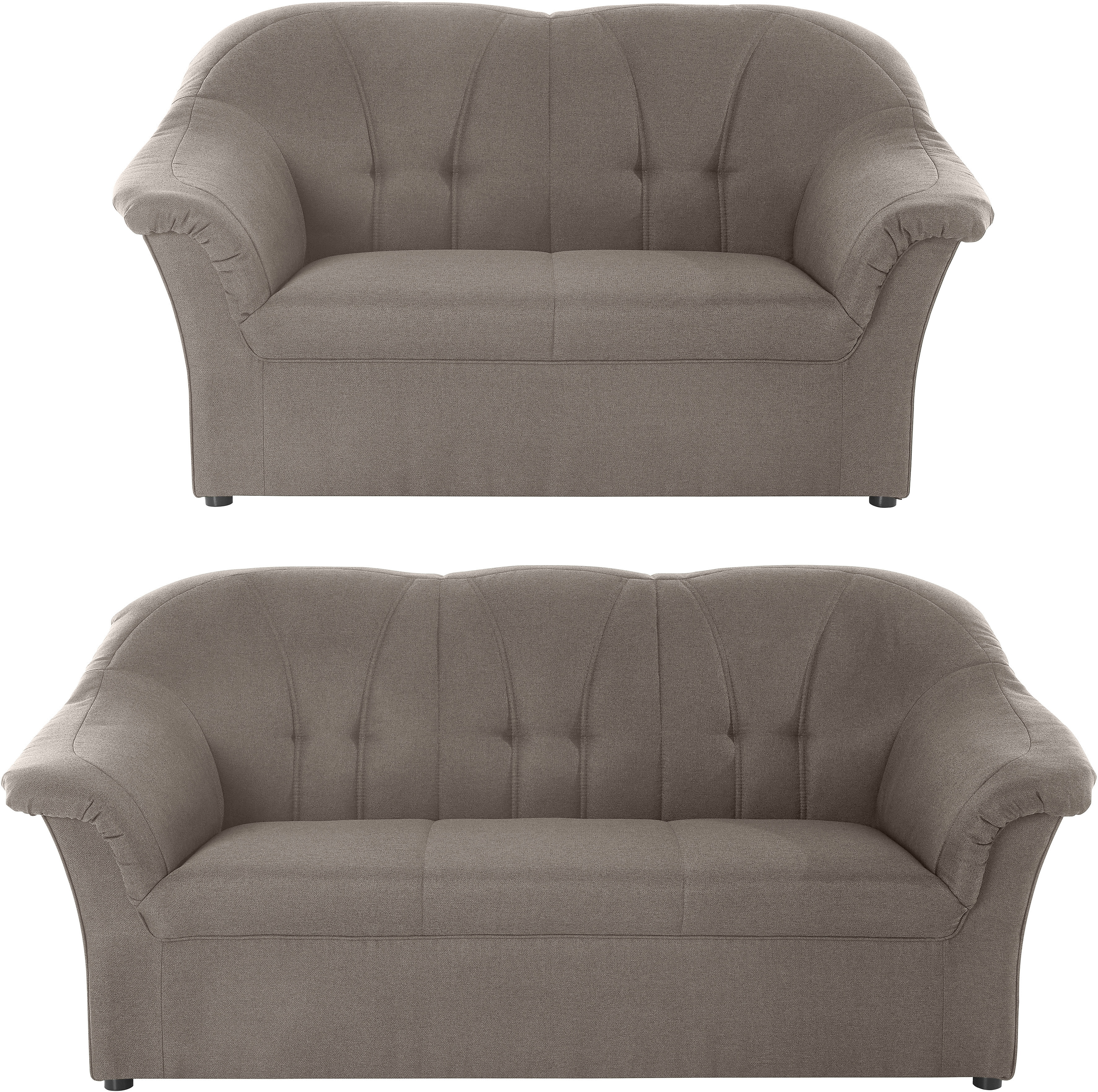 Polstergarnitur DOMO COLLECTION "Pegnitz", grau (stone,), Struktur fein, Sitzmöbel-Sets, 3-Sitzer & 2-Sitzer-Set