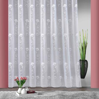 Gardine WECKBRODT "Lilly", weiß, B:268cm H:225cm, Jacquard, Polyester, Gardinen, Jacquard, strukturiert, Allover,Motiv,floral,Bleiband, nach Maß, Store Image
