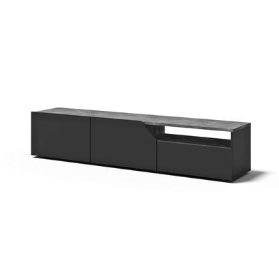 TV-Bank TEMAHOME "Verone TV Tisch, platsparendes Design, Lowboard", grau (betonfarbig, schwarz), B:180cm H:38cm T:38cm, Spanplatte, Melamin, Sideboards, praktische Türen, offenes Fach, Breite 180 cm