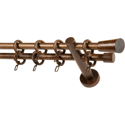 Gardinenstange GARESA "CLASSICO MOLIS", braun (nussbaumfarben), L:260cm, Gardinenstangen, Vorhanggarnitur, verlängerbar, Wandmontage, Keil, mit Ringe und Haken Image