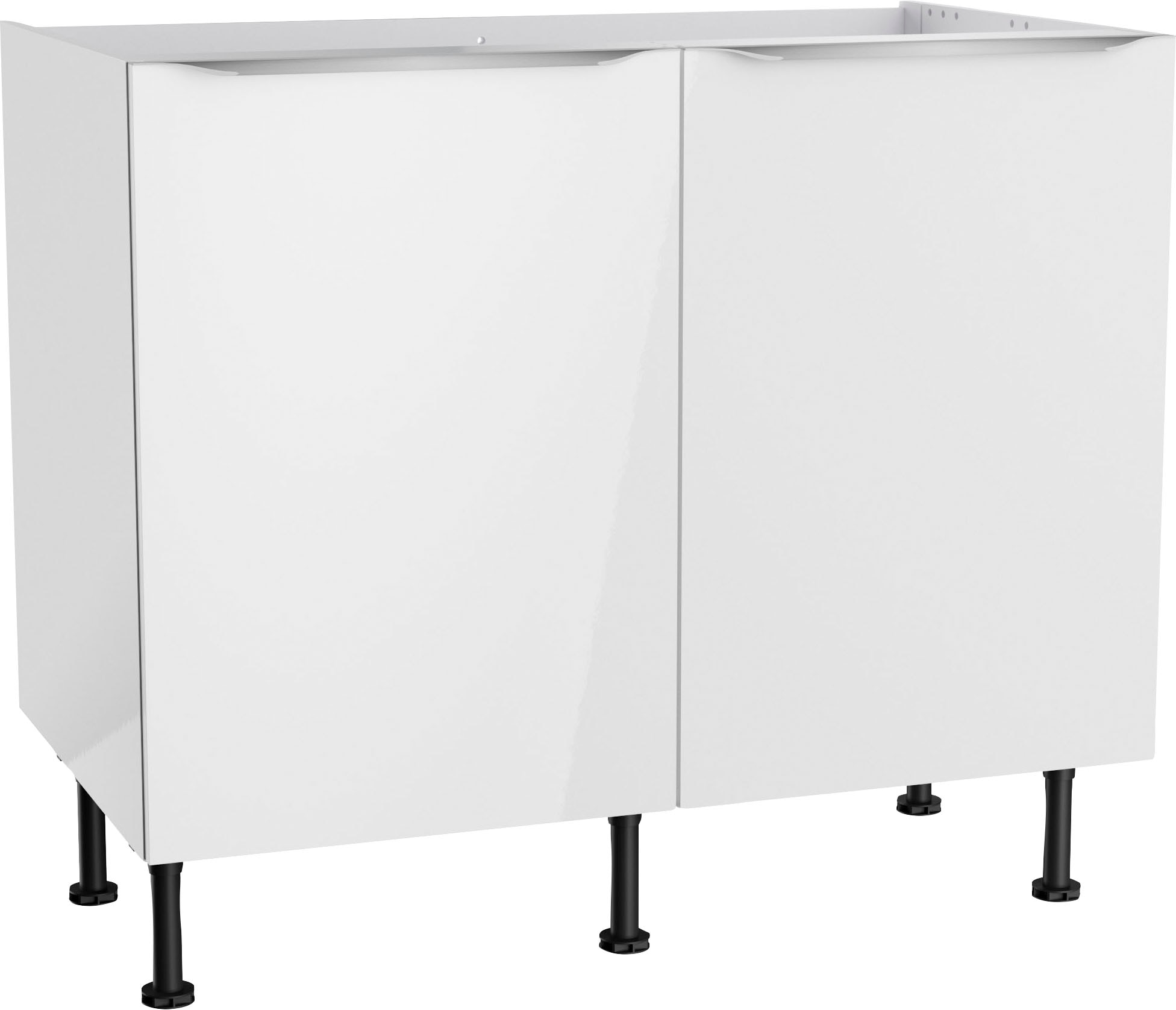 Spülenschrank KOCHSTATION "KS-Aken", weiß (weiß hochglanz, weiß), B:100cm H:87cm T:58,4cm, Schränke Image