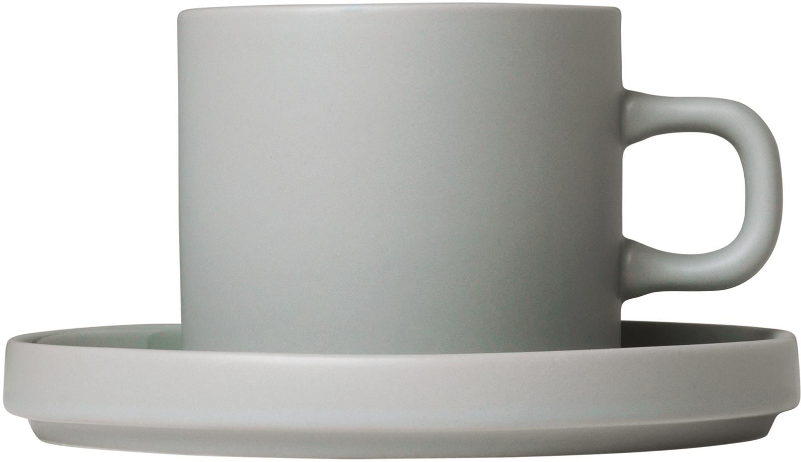 Tasse BLOMUS "PILAR", grau (hellgrau), B:11cm H:7cm Ø:8cm, Keramik, Trinkgefäße, Kaffeetasse Teetasse, für Kaffee, 4-teilig Image