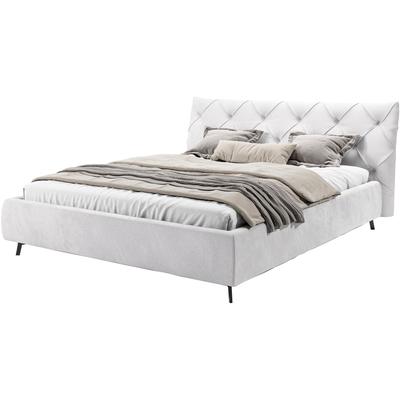Polsterbett LEONIQUE "Elloree, in 4 Breiten bis 200cm, auch in Leder", grau (light, grau), B:216cm H:105cm L:254cm, 94% Polyester, 6% Nylon, Betten, Kopfteilhöhe 105 cm, belastbar bis 280 kg, auch in Überlänge 220cm Image