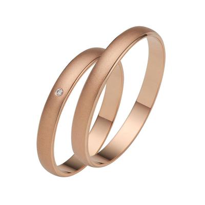 Trauring FIRETTI "Schmuck Geschenk Gold 375 Hochzeit Ehering "LIEBE" Gr. 52, rosa (roségoldfarben), Fingerringe, 52, 0,005 ct SI = kleine Einschlüsse mit Brillant, Roségold 585, 3,0mm, Rosu00e9gold 585, Made in Germany, wahlweise mit oder ohne... Image