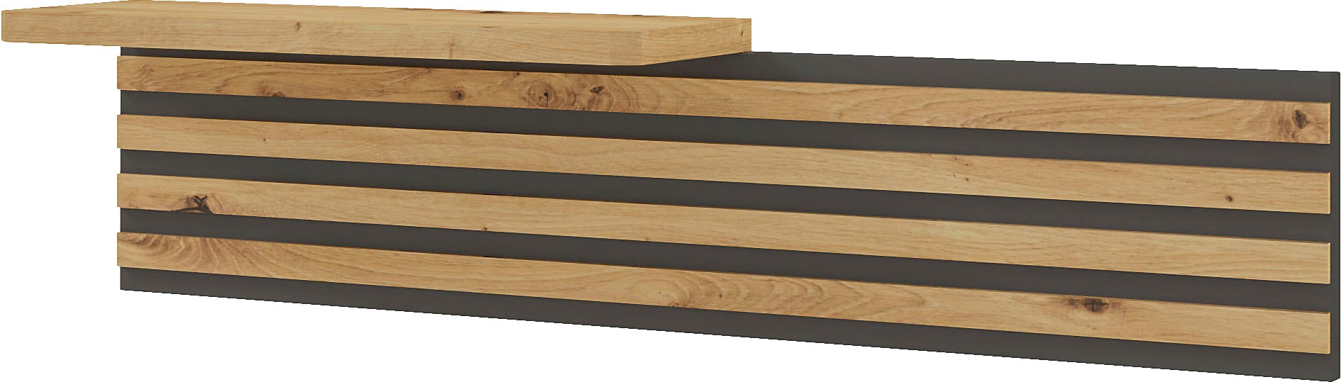 Aufsatzpaneel MUSTERRING "Isabelle", braun (bianco, eiche, nachbildung), B:90cm H:22cm T:18cm, Holzwerkstoff, Möbelaufsätze, für Nachtschrank der Serie Isabelle, Lamellen in Bianco-Eiche