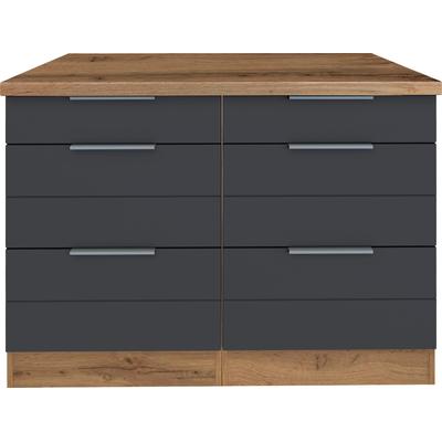 Unterschrank KOCHSTATION "KS-Luhe", grau (grau matt, wotaneichefarben), B:120cm H:86cm T:60cm, MDF, Schränke, Küchenunterschrank, 120 cm breit, für viel Stauraum, MDF-Fronten mit waagerechter Lisene Image