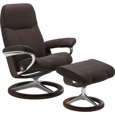 Relaxsessel STRESSLESS "Consul", braun (chocolate paloma), B:91cm H:102cm T:79cm, Leder BATICK: BATICK ist ein leicht korrigiertes, durchgefärbtes und genarbtes Möbelleder, bei dem die meisten Unebenheiten und Spuren in der Regel entfernt wurden.,... Image