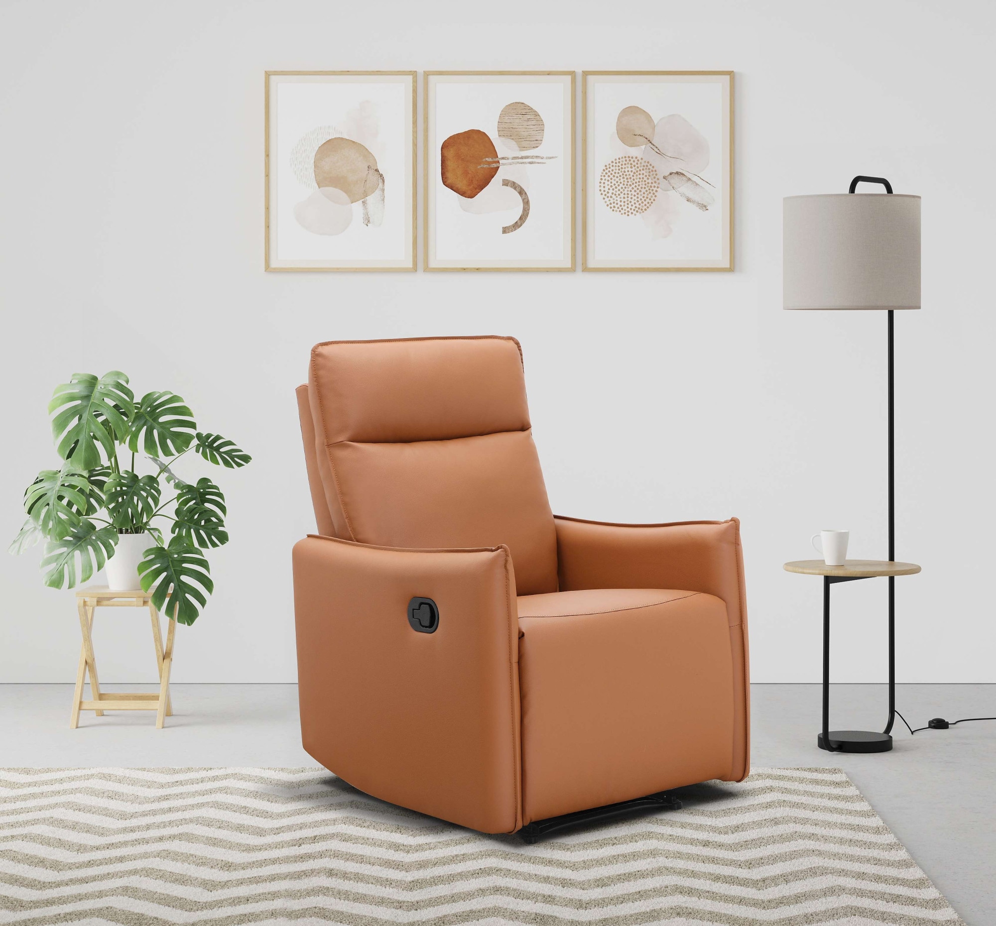 Relaxsessel DOREL HOME "Lugo, TV-Sessel, Sessel Wohnzimmer mit Schlaffunktion", braun (cognac), B:71cm H:102cm T:86cm, 100% Polyurthan, Sessel, Loungesessel mit manueller Relaxfunktion