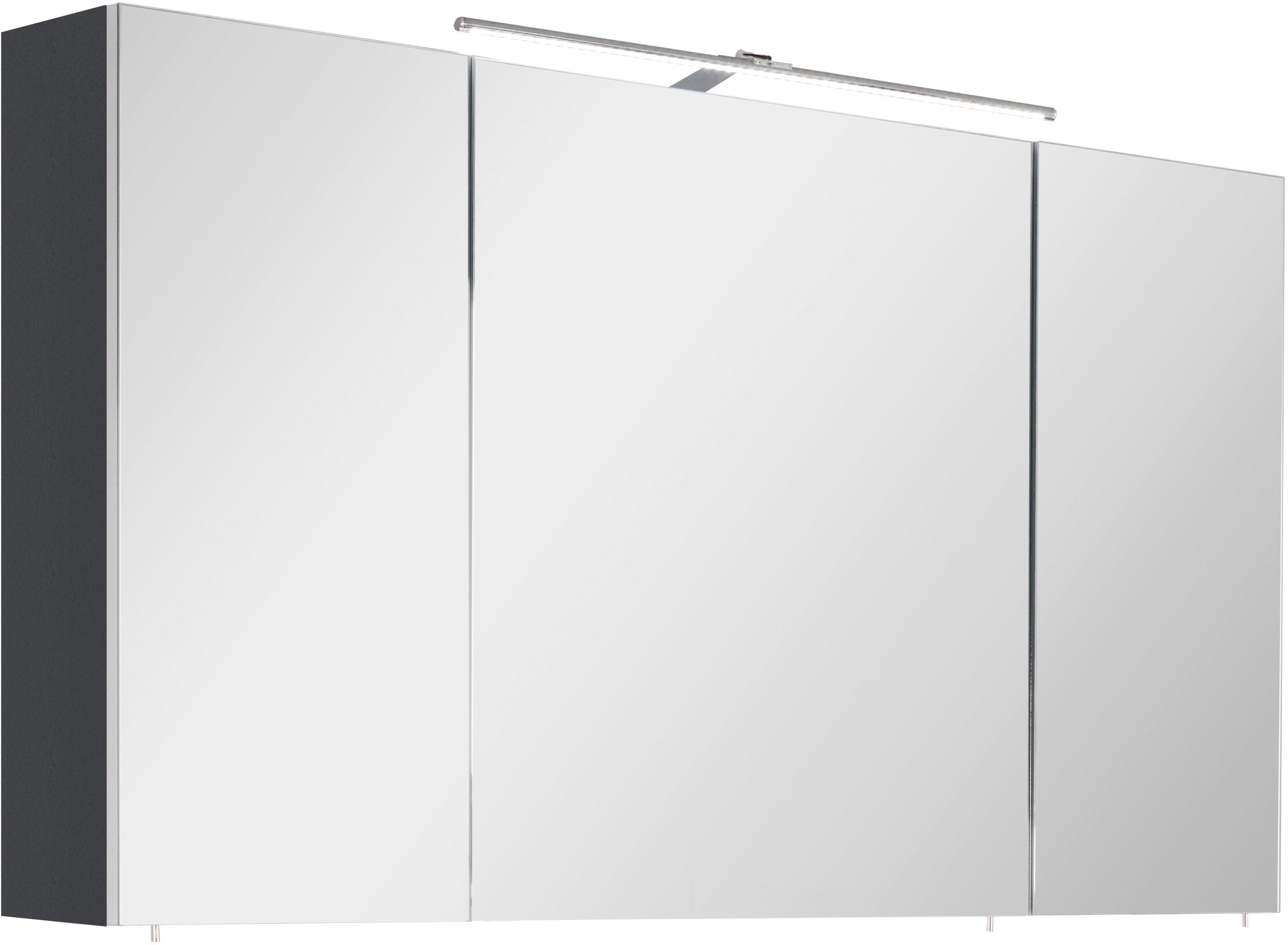 Spiegelschrank OPTIFIT "Ava", grau (anthrazit glanz), B:109cm H:68cm T:17,5cm, Schränke, mit LED Beleuchtung Image