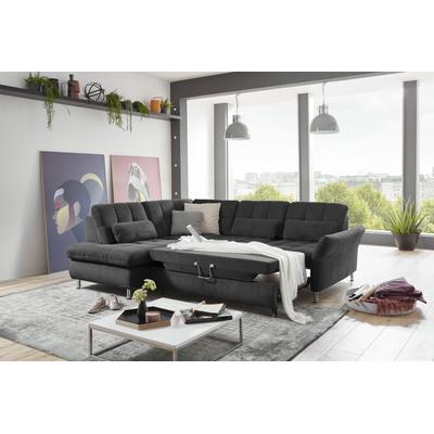 Ecksofa DIE PLANBAR "MP-IN20016 L-Form mit Federkern-Polsterung", schwarz, B:242cm H:87cm T:116cm, 100% Polyester, Sofas, wahlweise mit Kopfstützen und Bettfunktion, mit Federkern-Polsterung Image