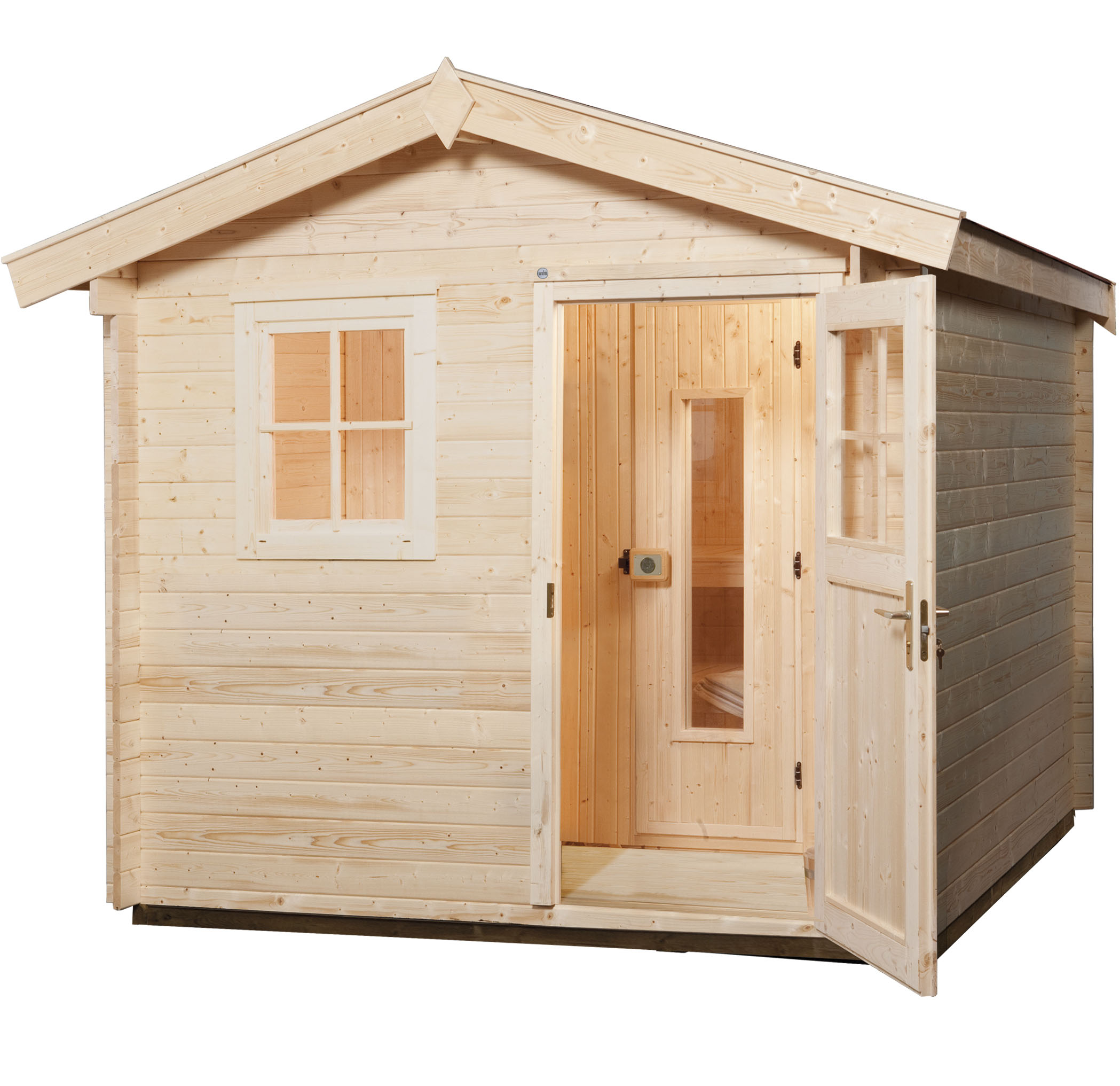 Saunahaus WEKA "Saunahaus Mikkeli", beige (natur), Saunaofen, integrierte Steuerung, 9 kW, Saunen, Saunahaus inkl.hochwertiger Elementsauna Image
