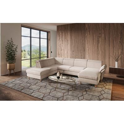 Wohnlandschaft HOME AFFAIRE "Calypso U-Form", beige (linen), B:334cm H:85cm T:227cm, 100%Polyester, Sofas, wahlweise mit motorischer Relaxfunktion Image
