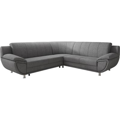 Ecksofa TRENDMANUFAKTUR "Rondo II, zeitlos & elegant, bequeme Armlehnen, L-Form", grau (hellgrau), B:267cm H:85cm T:247cm, Struktur (100% Polyester), Sofas, wahlweise mit Federkern, wahlweise mit Bettfunktion, B/T 267/247cm Image