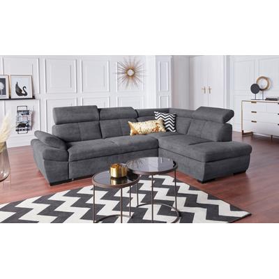 Ecksofa EXXPO - SOFA FASHION "Salerno, klassisch modernes Funktionssofa, hoher Sitzkomfort, L-Form", grau (anthrazit), B:268cm H:77cm T:204cm, Sofas, inkl. Kopf- und Armteilverstellung, wahlweise mit Bettfunktion Image