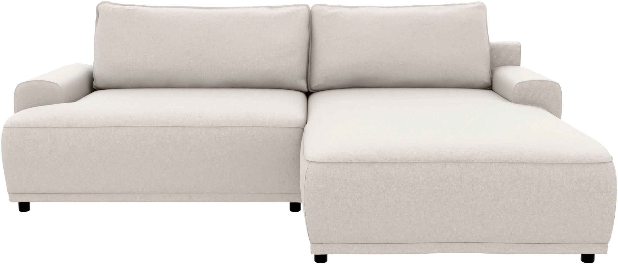 Ecksofa TRENDMANUFAKTUR "Fordon, Schlafsofa mit Bettkasten, Couch in L-Form, Breite 250 cm", grau (sandgrau), B:250cm H:82cm T:167cm, 100% Polyester, Sofas, Ecksofa, in Struktur LUMOS, 3D-Effekt, sandgrau, Recamiere rechts Image