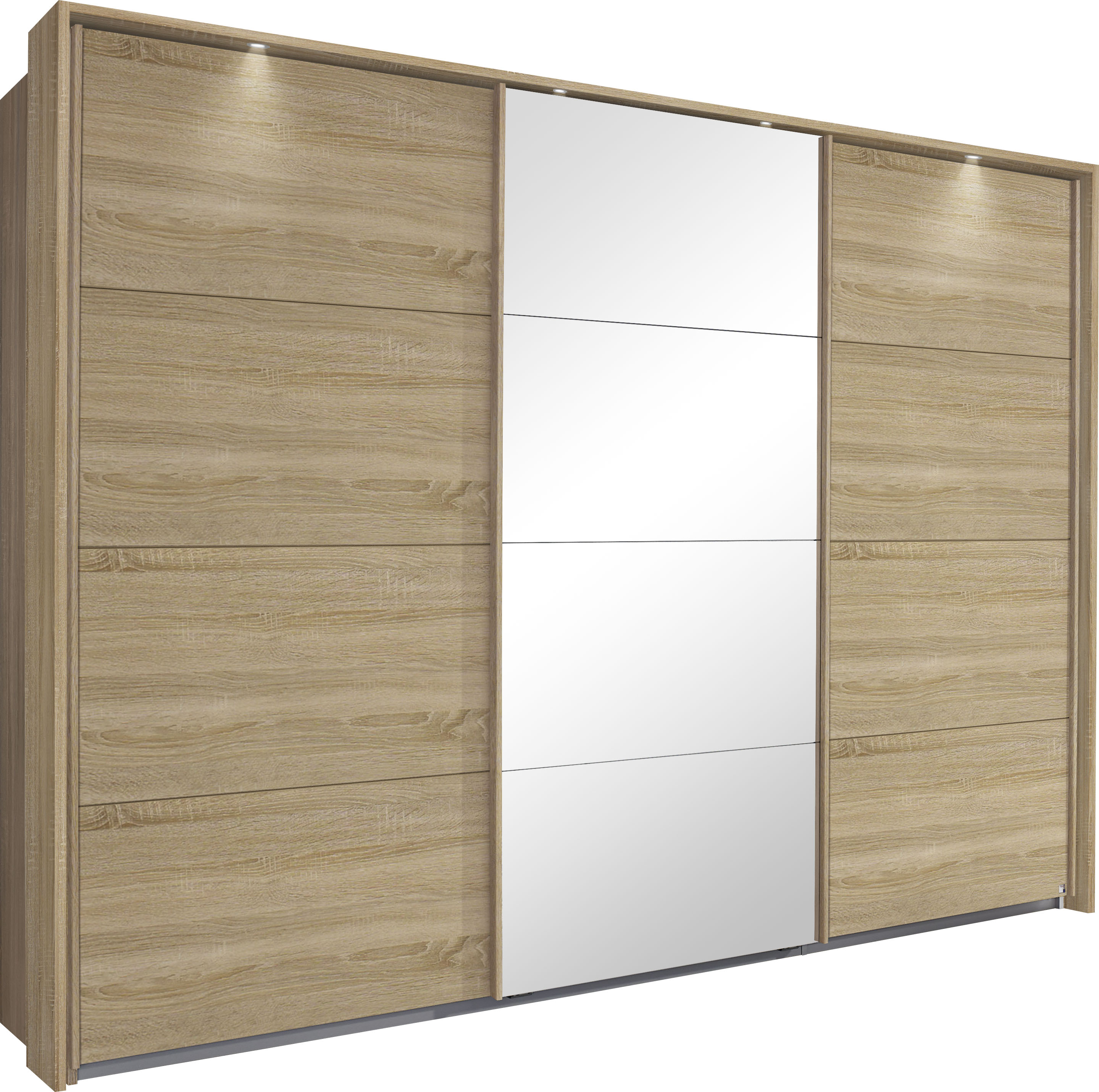 Schwebetürenschrank RAUCH "Kleiderschrank Schrank Garderobe Schlafzimmerschrank TUBONA", braun (struktureichefarben hell), B:278cm H:233cm T:64cm, Holzwerkstoff, Schränke, Schwebetürenschrank Kleiderschrank, mit umfangreicher Innenausstattung und...